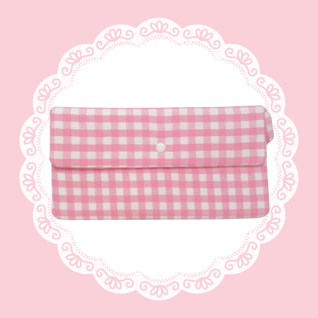 Pink Gingham Wallet Pouch