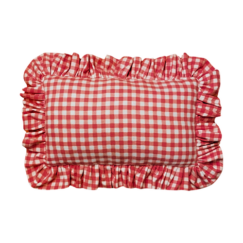 Red Gingham Ruffled Pillow
